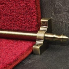 Acorn ended Homepride stair rod on red carpet antique finish