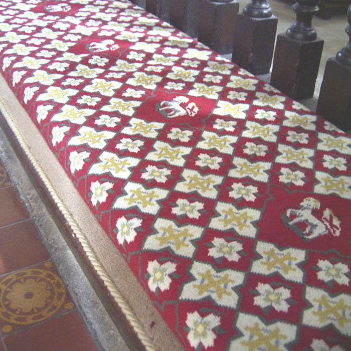 carpet edge binding used to adorn a pew seat