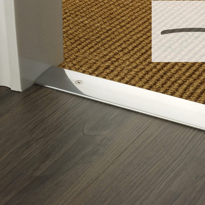 Carpet transition plate brushed chrome with profile diagram