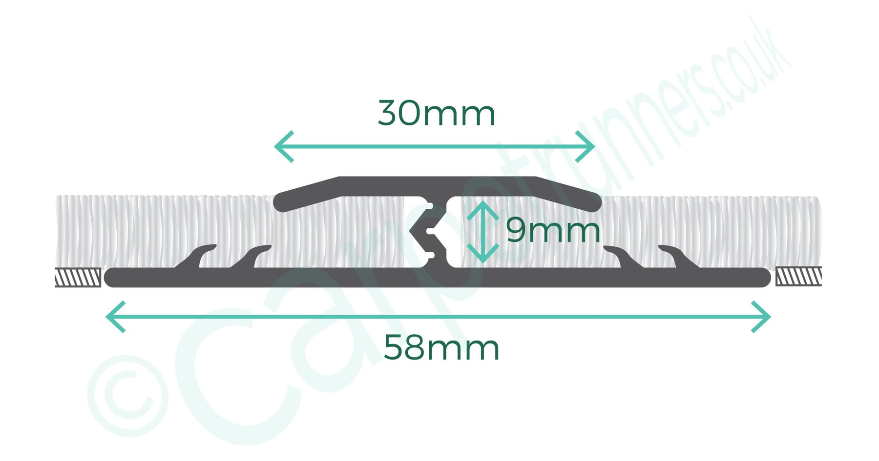 Premier Double Z9 door threshold joins carpets - product diagram