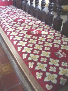 Easybind carpet edging finishing a pew cushion for a church